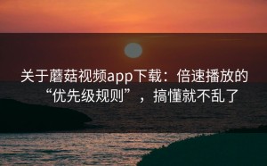 关于蘑菇视频app下载：倍速播放的“优先级规则”，搞懂就不乱了