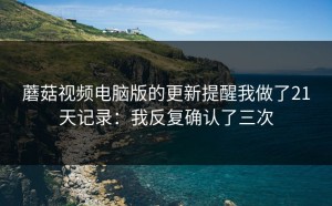 蘑菇视频电脑版的更新提醒我做了21天记录：我反复确认了三次