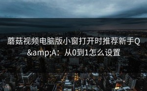 蘑菇视频电脑版小窗打开时推荐新手Q&A：从0到1怎么设置