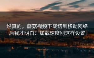 说真的，蘑菇视频下载切到移动网络后我才明白：加载速度别这样设置