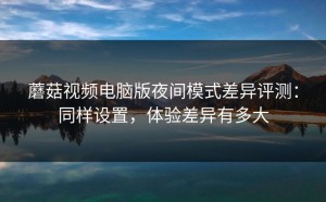 蘑菇视频电脑版夜间模式差异评测：同样设置，体验差异有多大