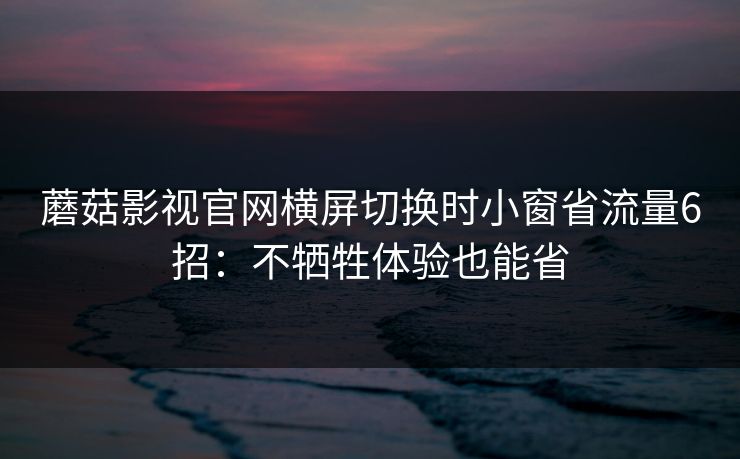 蘑菇影视官网横屏切换时小窗省流量6招:不牺牲体验也能省 蘑菇影视官网横屏切换时小窗省流量6招:不牺牲体验也能省