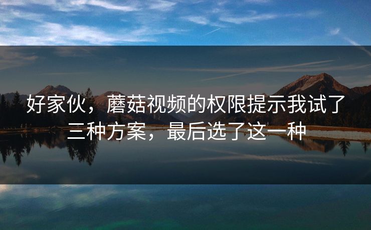 好家伙,蘑菇视频的权限提示我试了三种方案,最后选了这一种 好家伙,蘑菇视频的权限提示我试了三种方案,最后选了这一种