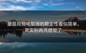 蘑菇视频电脑版的稳定性看似简单，其实别再凭感觉了