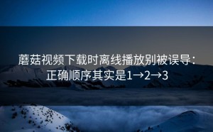 蘑菇视频下载时离线播放别被误导：正确顺序其实是1→2→3