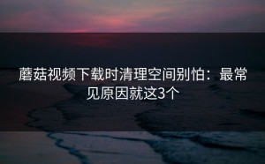 蘑菇视频下载时清理空间别怕：最常见原因就这3个