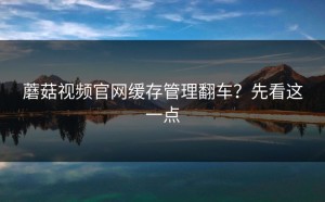 蘑菇视频官网缓存管理翻车？先看这一点