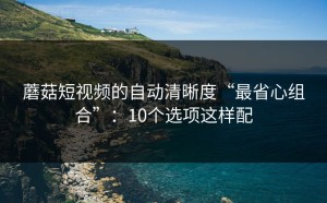 蘑菇短视频的自动清晰度“最省心组合”：10个选项这样配