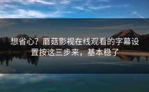 想省心？蘑菇影视在线观看的字幕设置按这三步来，基本稳了