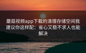 蘑菇视频app下载的清理存储空间我建议你这样配：省心又稳不求人也能解决