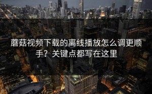 蘑菇视频下载的离线播放怎么调更顺手？关键点都写在这里