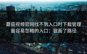 蘑菇视频官网找不到入口时下载管理最容易忽略的入口：我画了路径