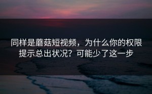 同样是蘑菇短视频，为什么你的权限提示总出状况？可能少了这一步