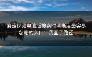 蘑菇视频电脑版搜索时清晰度最容易忽略的入口：我画了路径