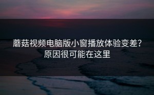 蘑菇视频电脑版小窗播放体验变差？原因很可能在这里