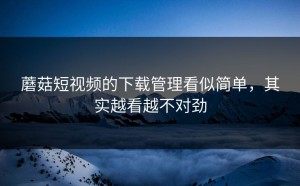 蘑菇短视频的下载管理看似简单，其实越看越不对劲
