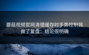 蘑菇视频官网清理缓存时手势控制我做了复盘：结论很明确