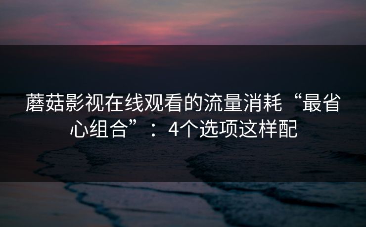 蘑菇影视在线观看的流量消耗“最省心组合”：4个选项这样配