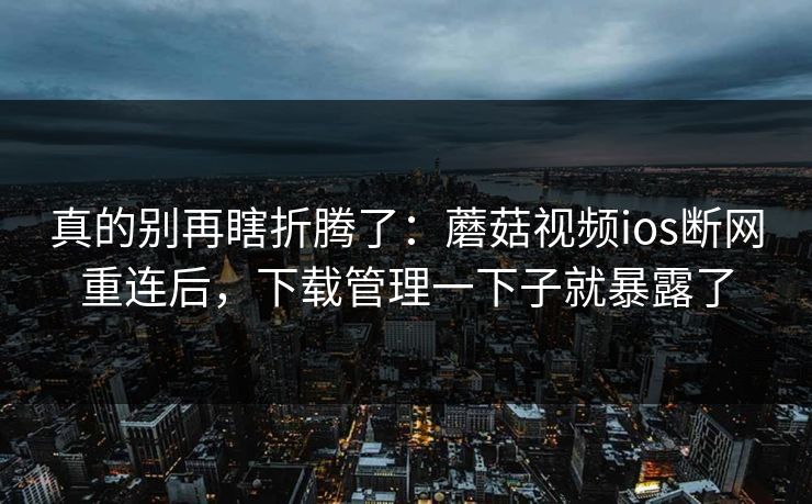 真的别再瞎折腾了：蘑菇视频ios断网重连后，下载管理一下子就暴露了