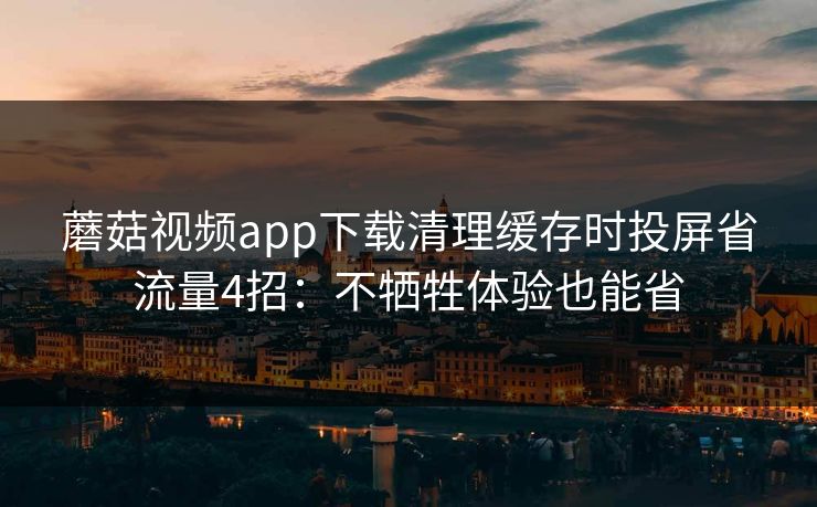 蘑菇视频app下载清理缓存时投屏省流量4招：不牺牲体验也能省
