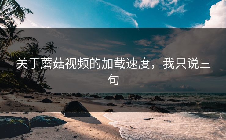 关于蘑菇视频的加载速度，我只说三句
